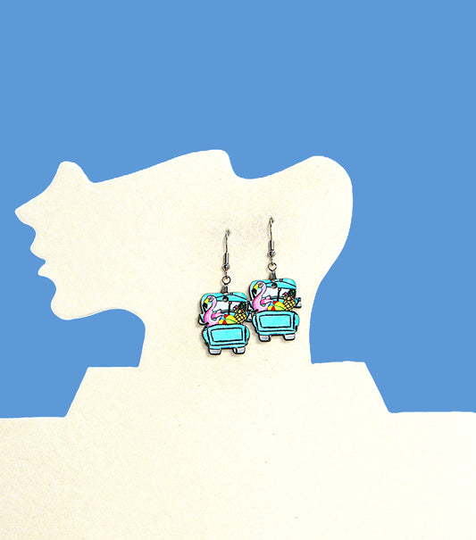 Truck Shaped Sublimated Earring 1 inch