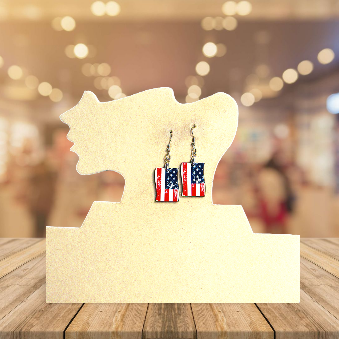 Vertical Flag Shaped Sublimated Earrings 1 inch