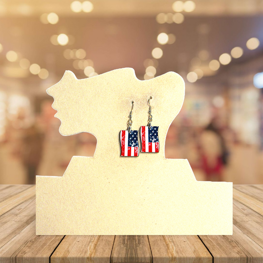 Vertical Flag Shaped Sublimated Earrings 1 inch