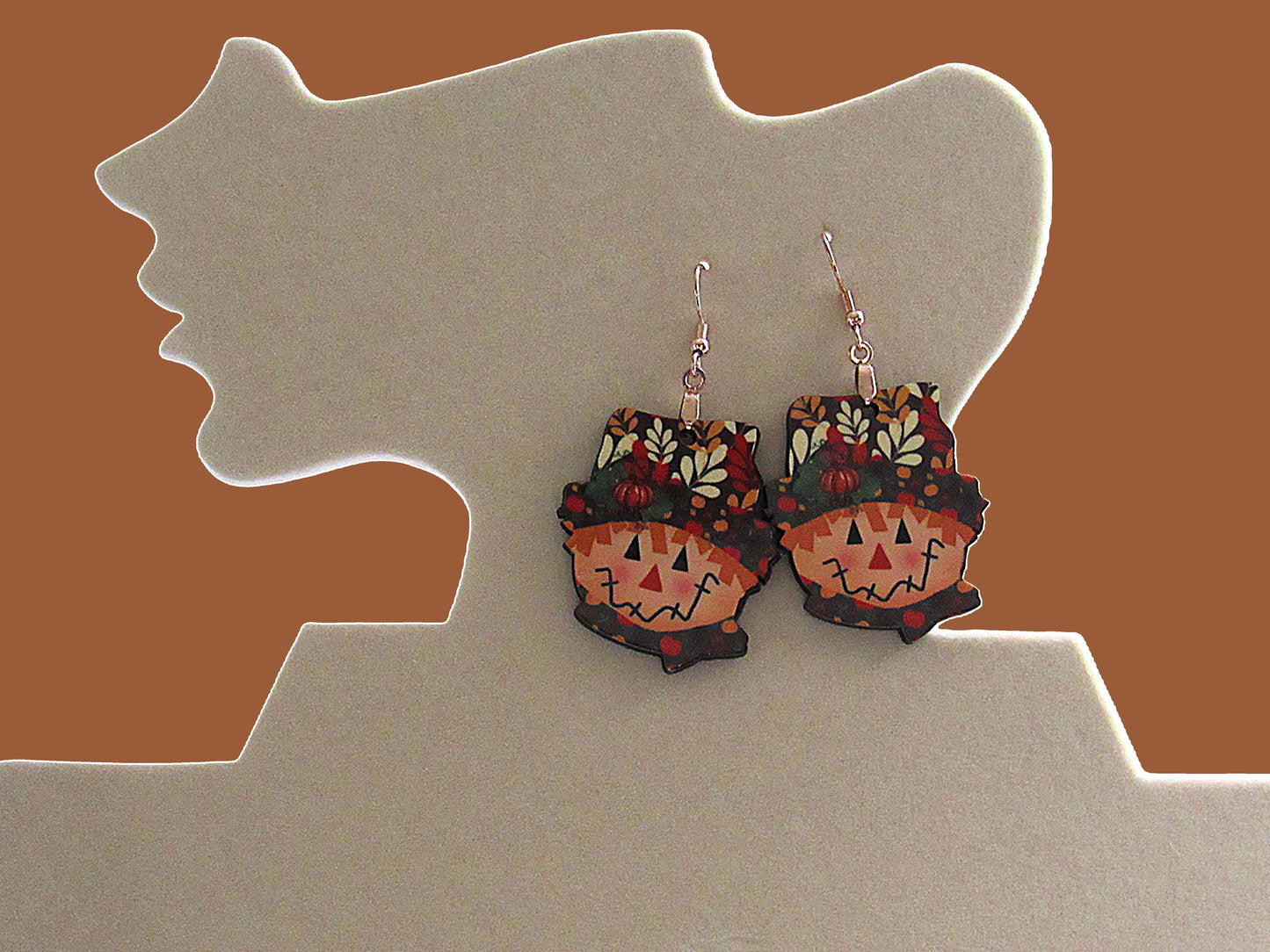 Scarecrow Head Shaped Sublimated Earrings