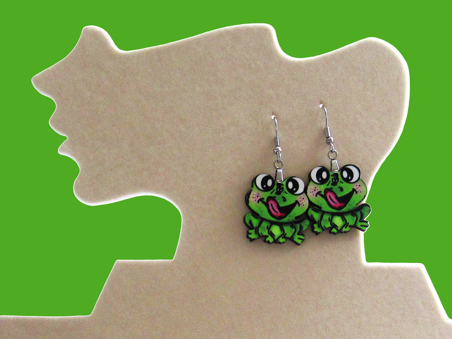 Frog Shaped Sublimented Earrings 1 inch
