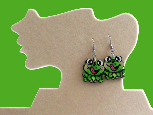 Frog Shaped Sublimented Earrings 1 inch