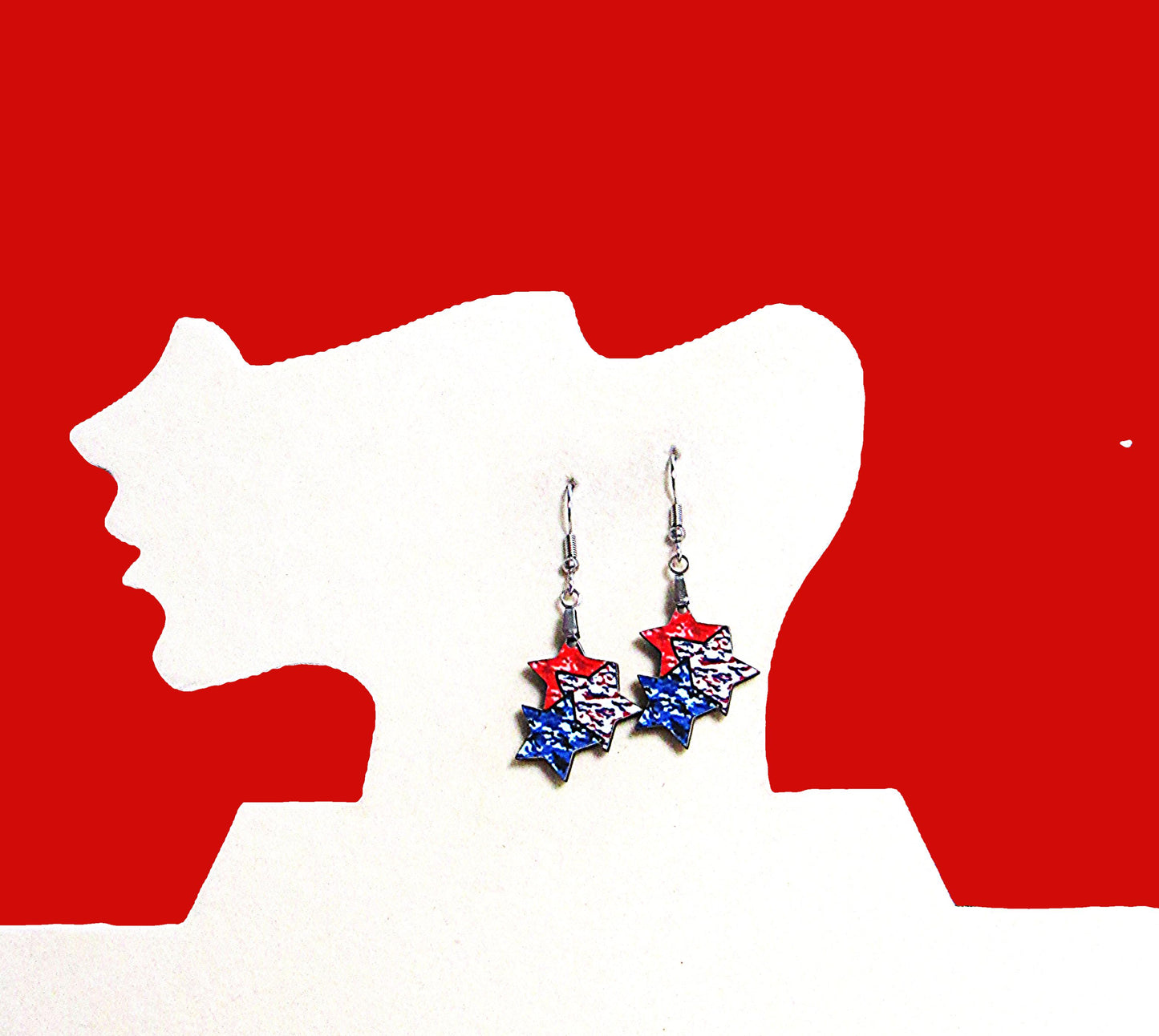 Triple Star Shaped Sublimated Earrings 1 in.