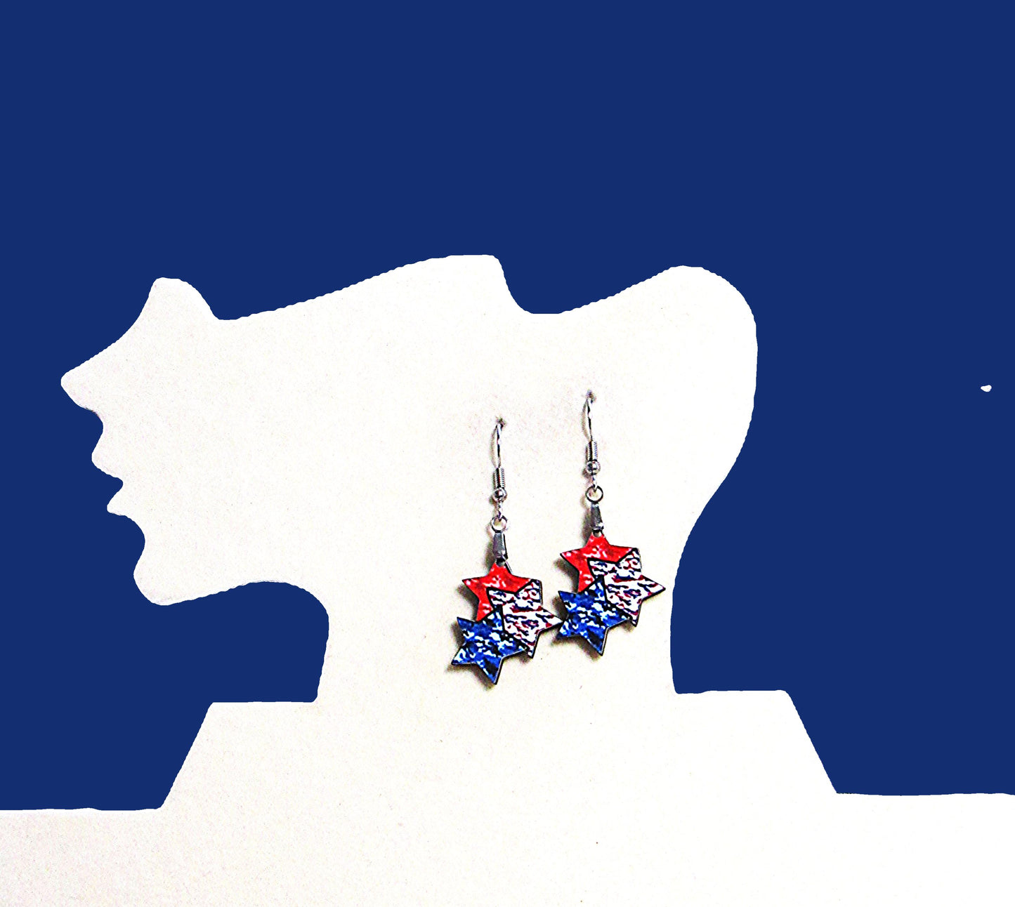 Triple Star Shaped Sublimated Earrings 1 in.