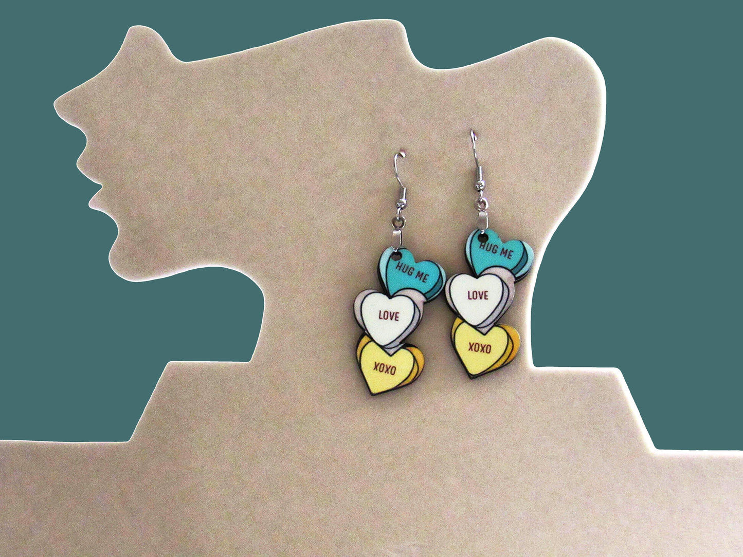 Triple Heart Shaped Sublimated Earrings