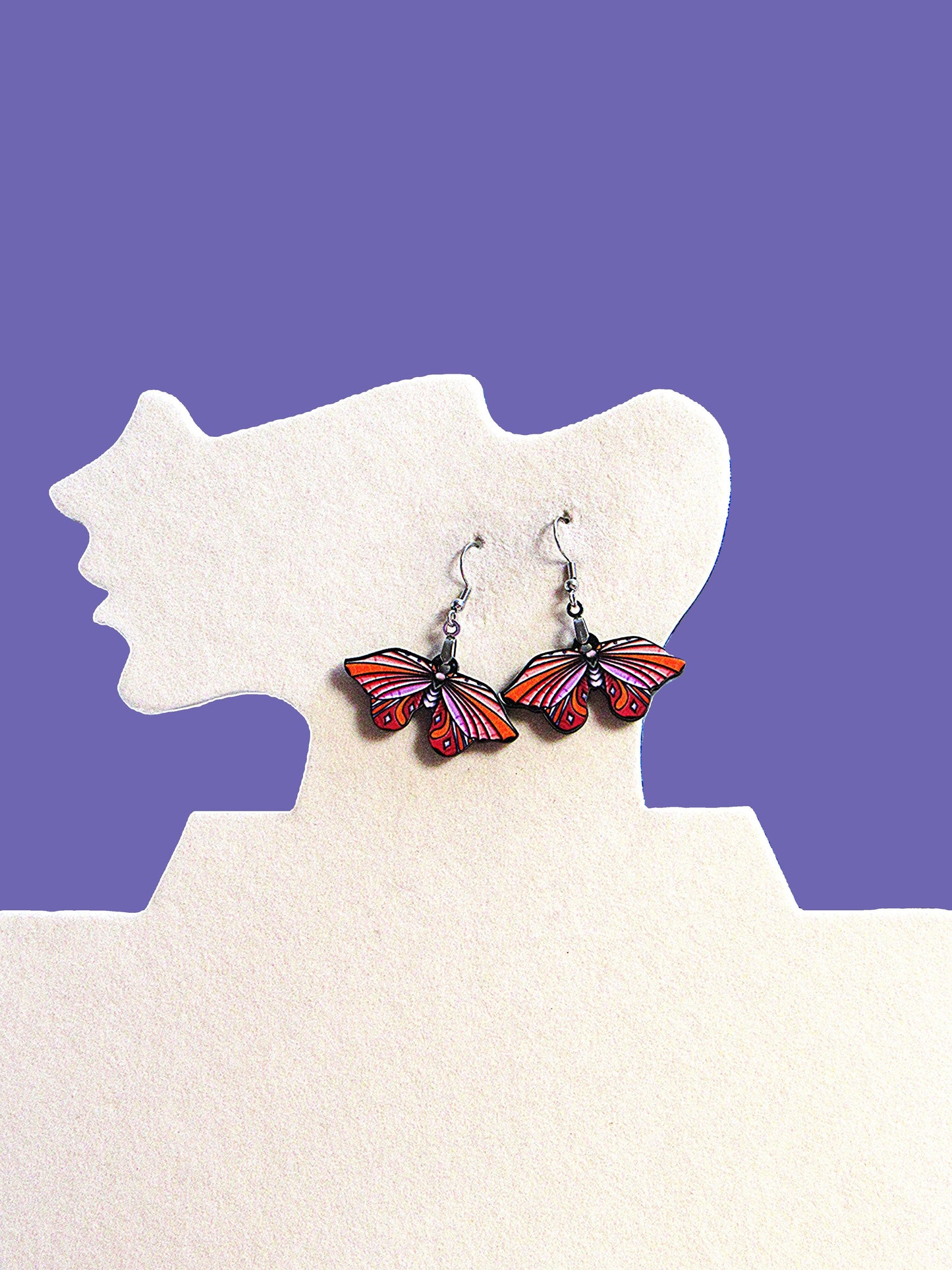 Moth Shaped Sublimated Earring 1.5 inch
