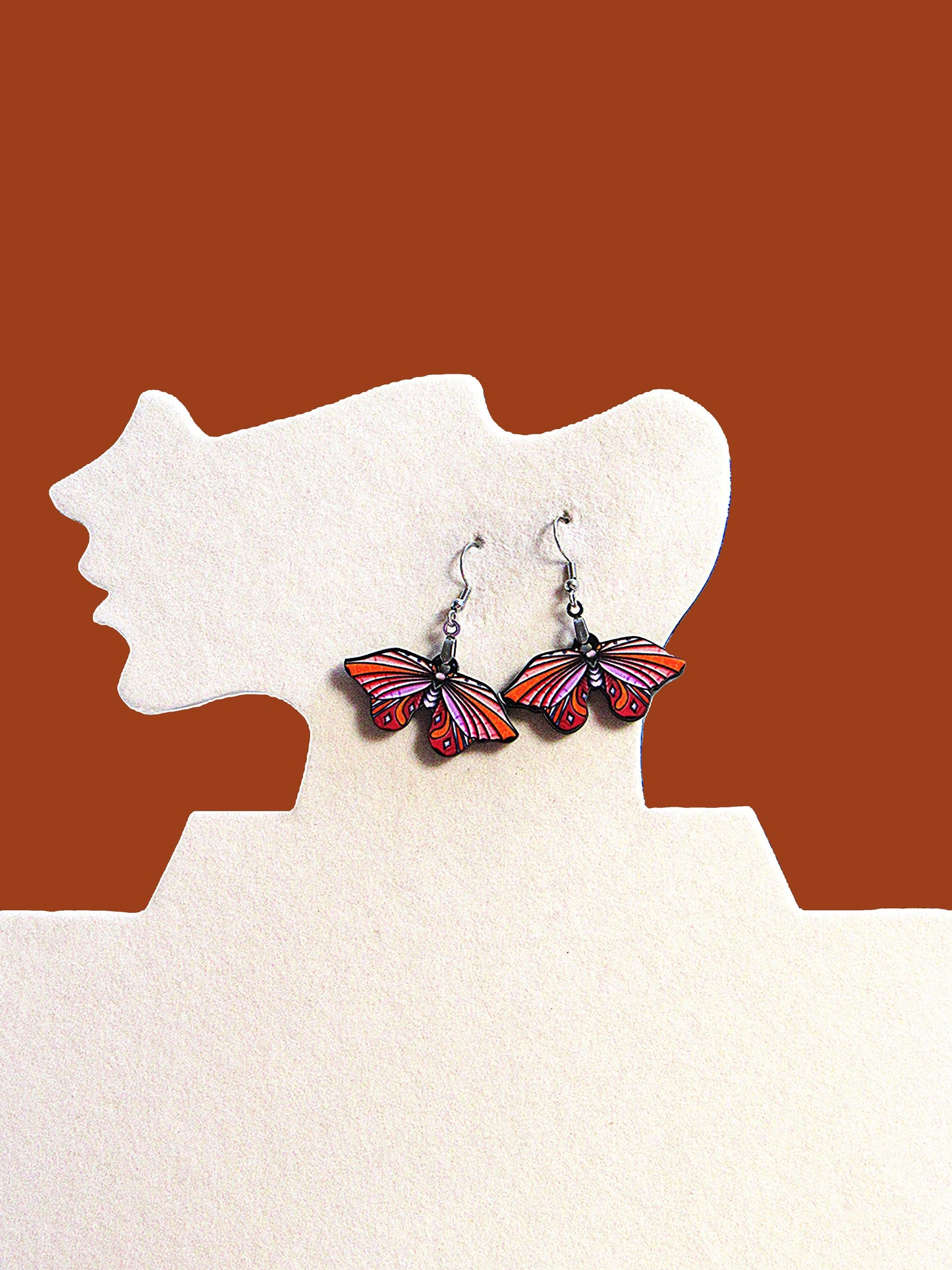 Moth Shaped Sublimated Earring 1.5 inch