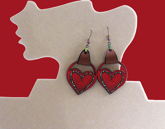 Faux Leather Heart Sublimated Earring