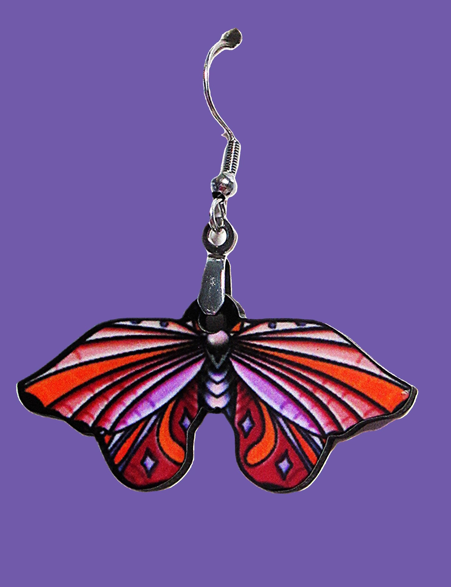 Moth Shaped Sublimated Earring 1.5 inch
