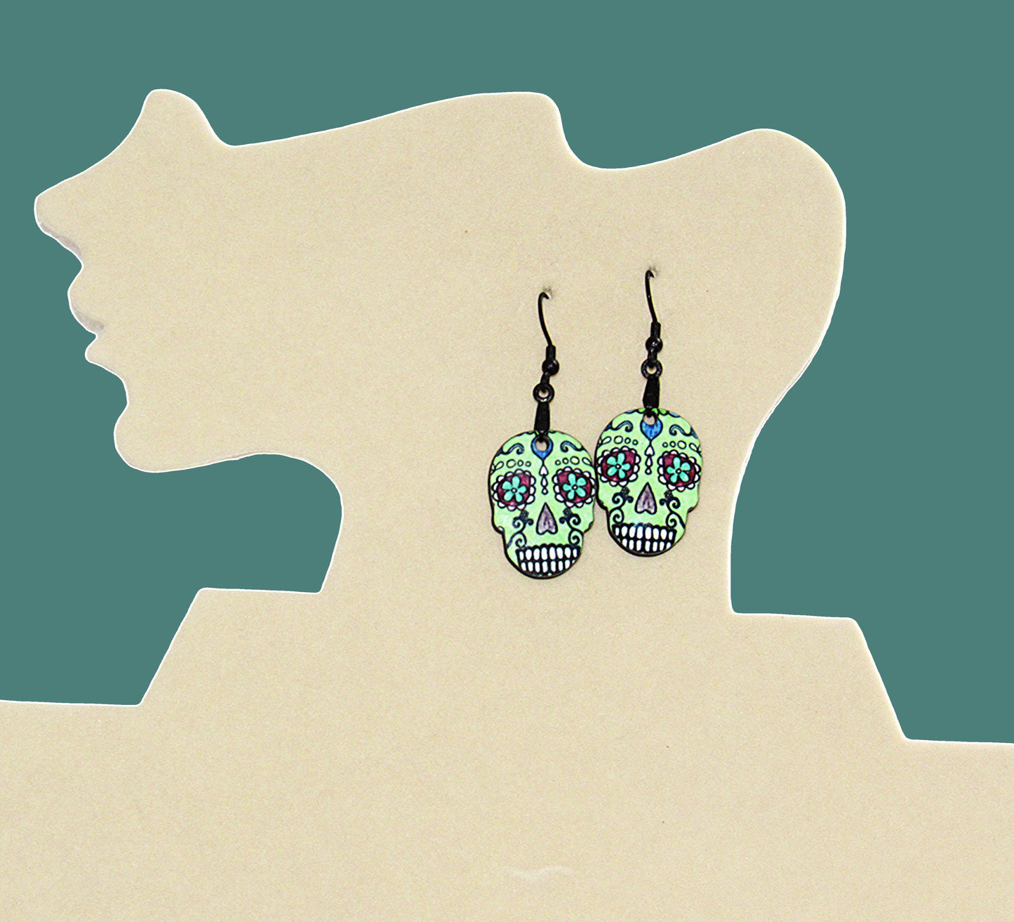 Skull Shaped Sublimated Earrings 1 inch