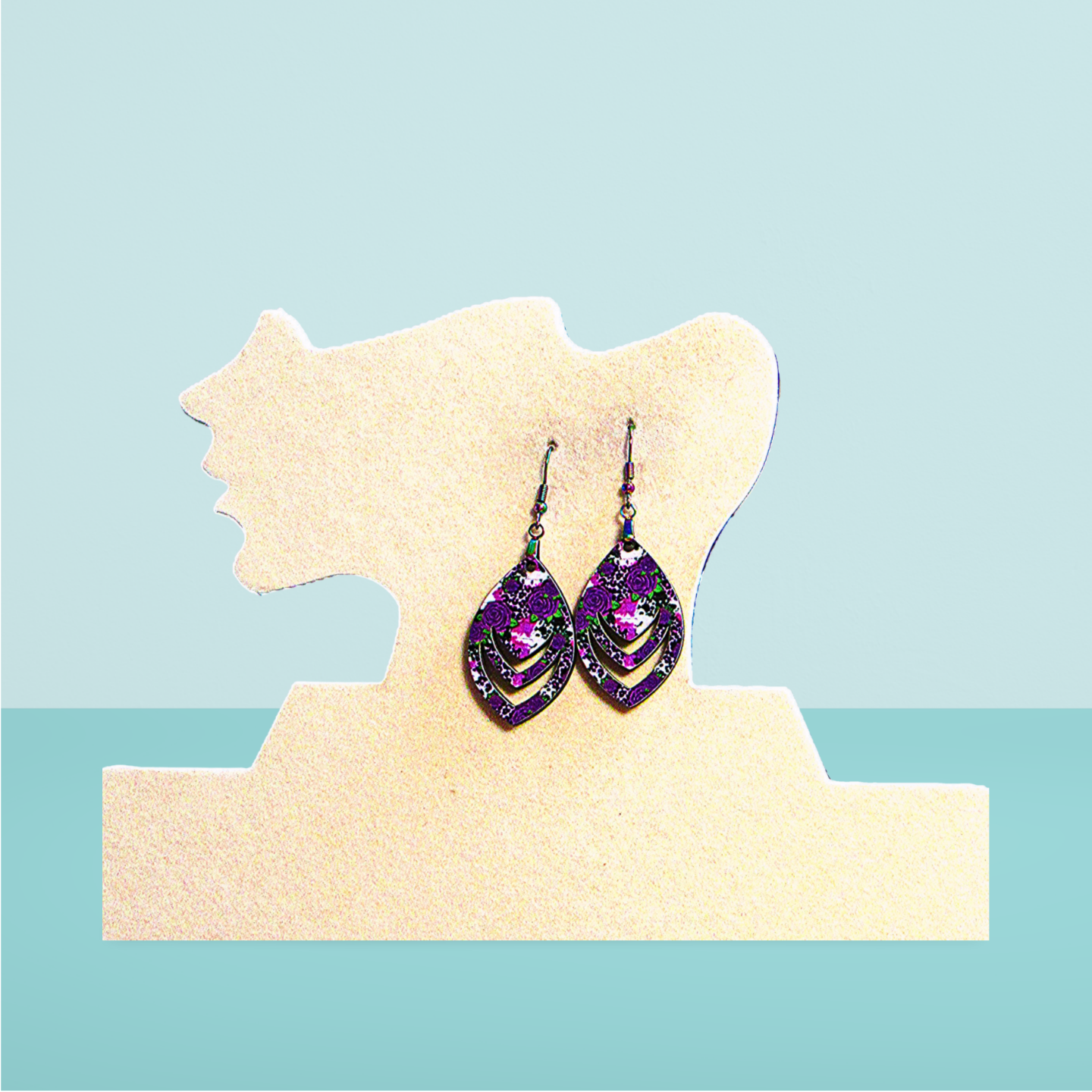Open Teardrop Shaped Sublimated Earrings 1.5 inch