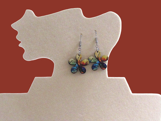 1 inch Hippie Flower Shaped Sublimated Earrings MDF