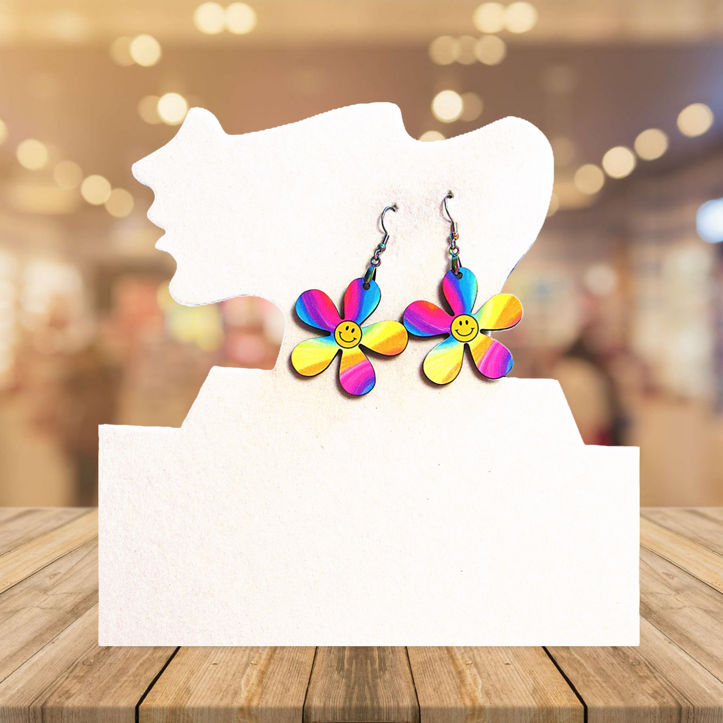 1 1/2 inch Hippie Flower Shaped Earrings