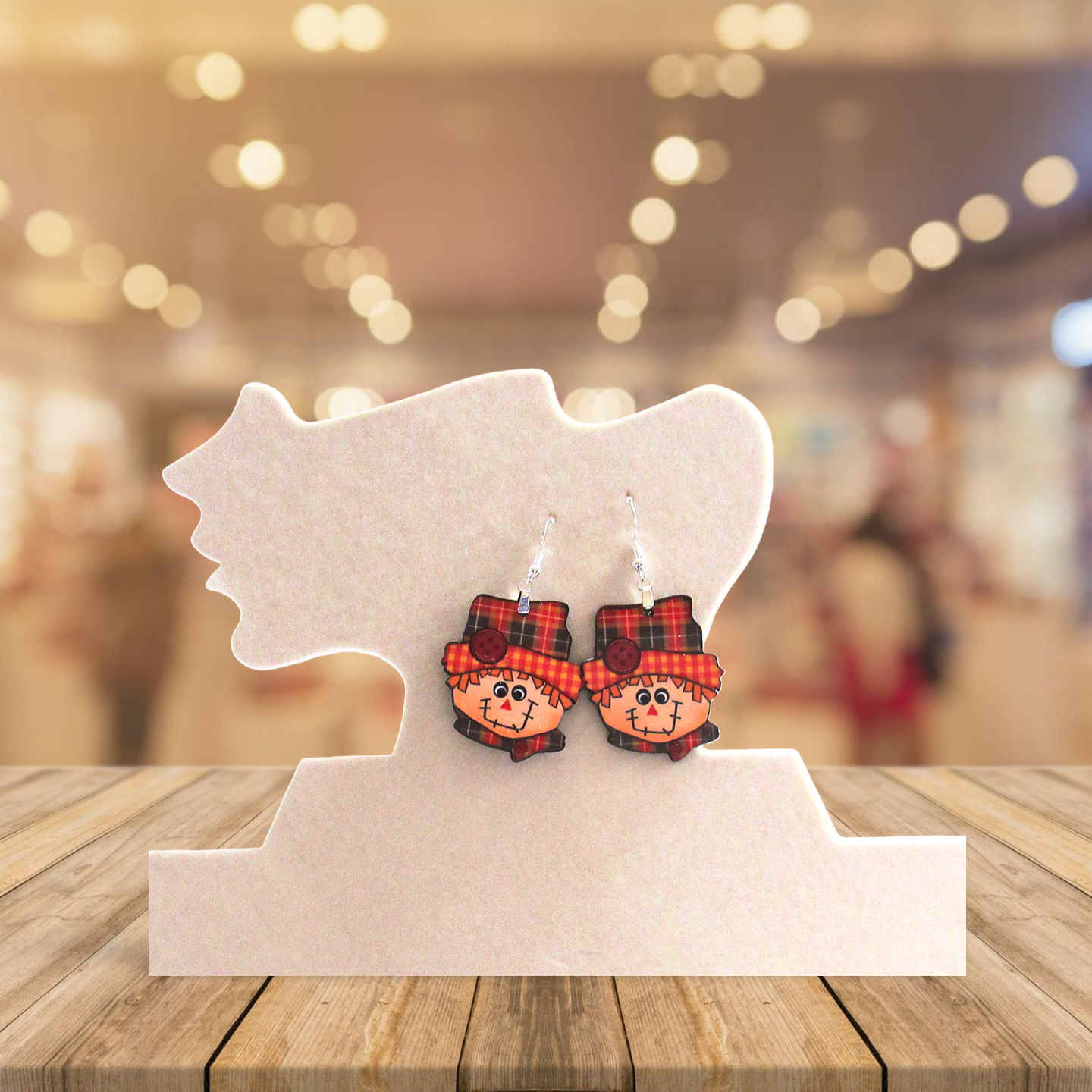 Scarecrow Head Shaped Sublimated Earrings