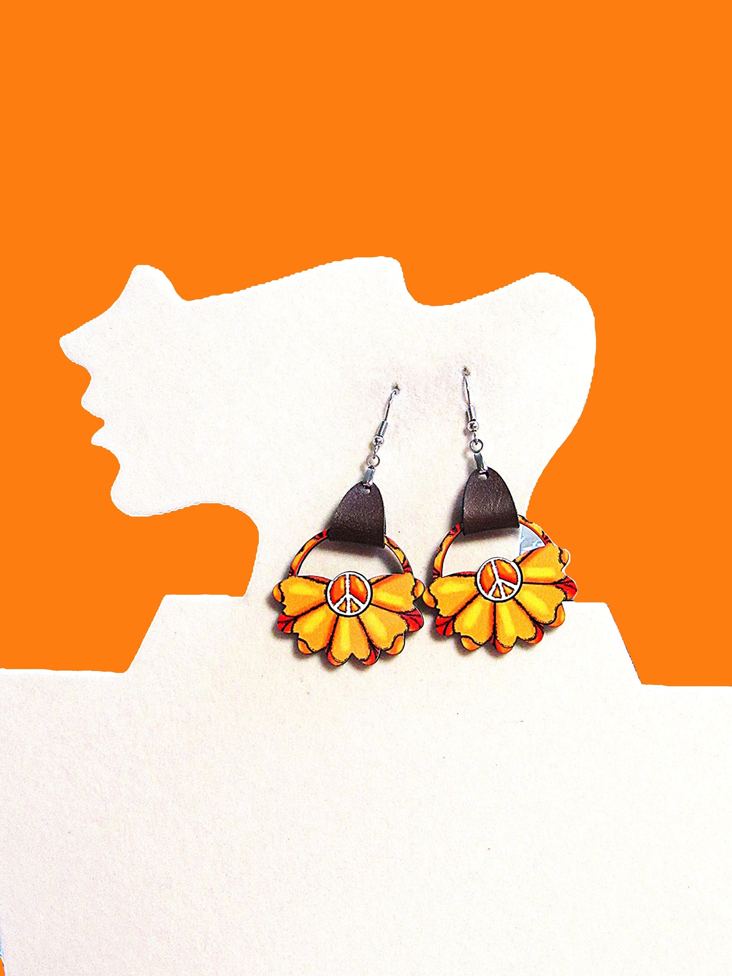Round Sunflower Shaped Sublimated Earrings