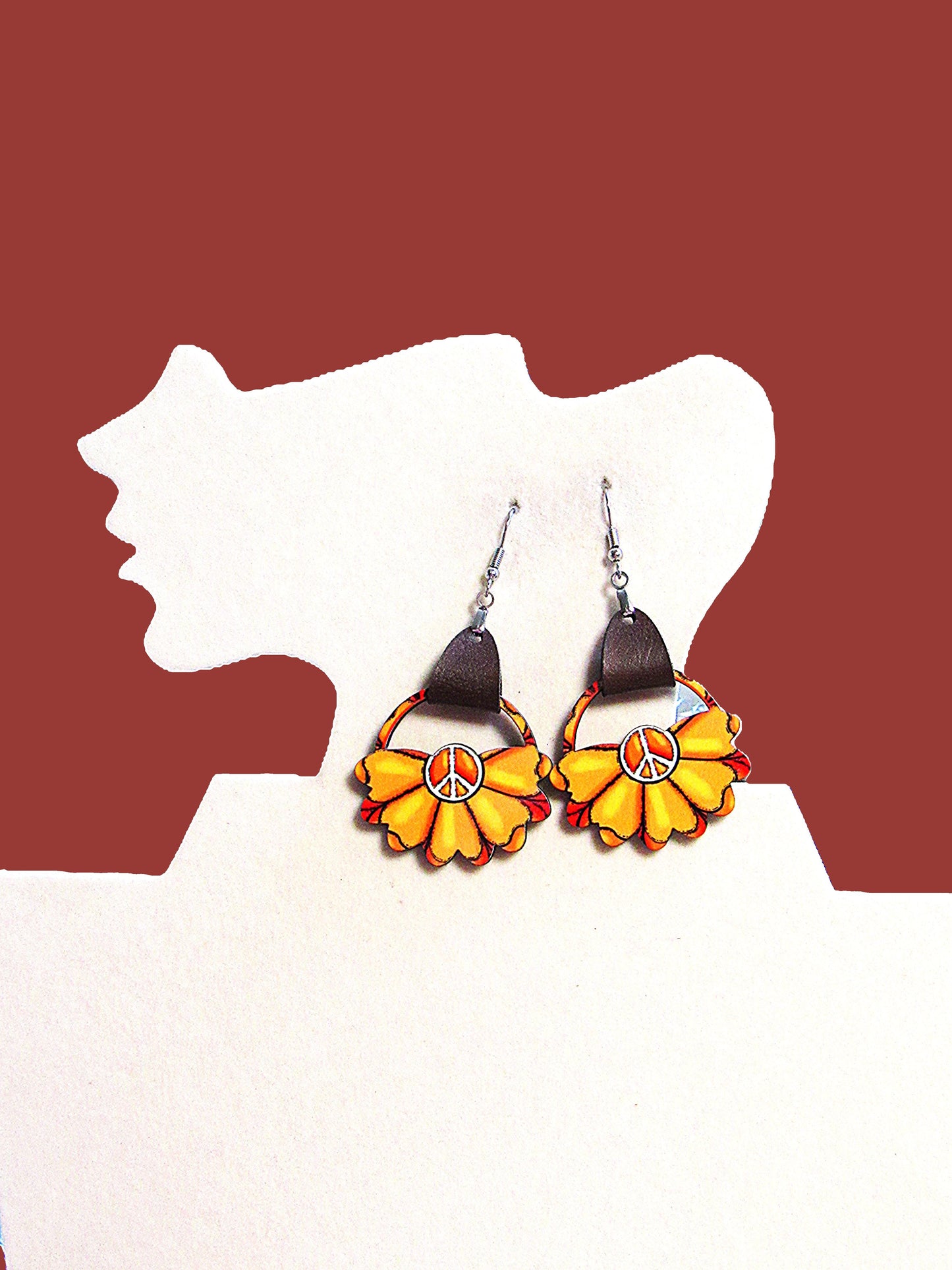 Round Sunflower Shaped Sublimated Earrings