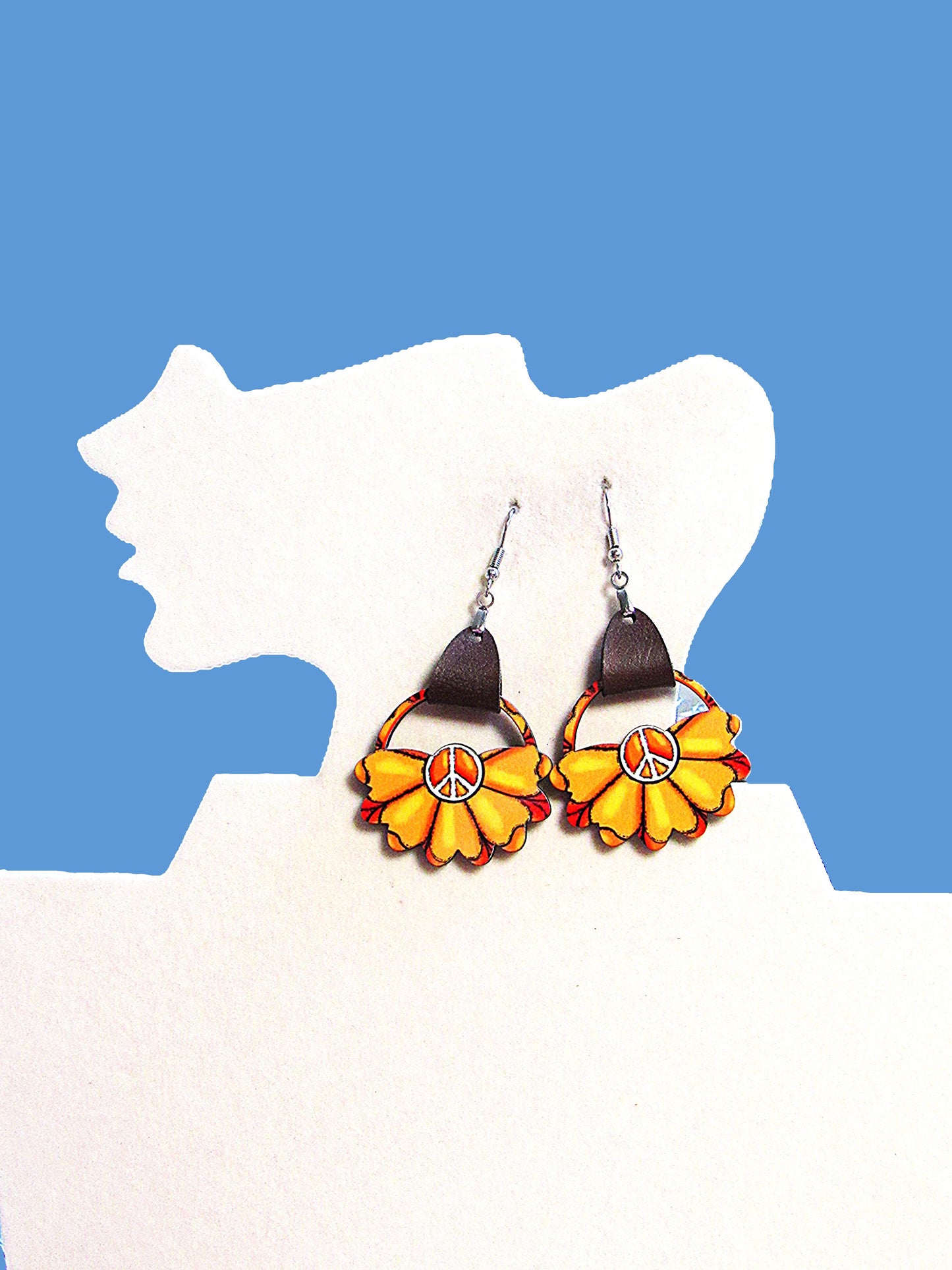 Round Sunflower Shaped Sublimated Earrings