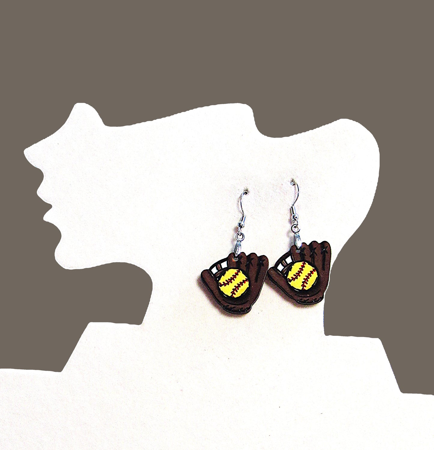 Baseball Glove Shaped Sublimated Earrings 1 inch