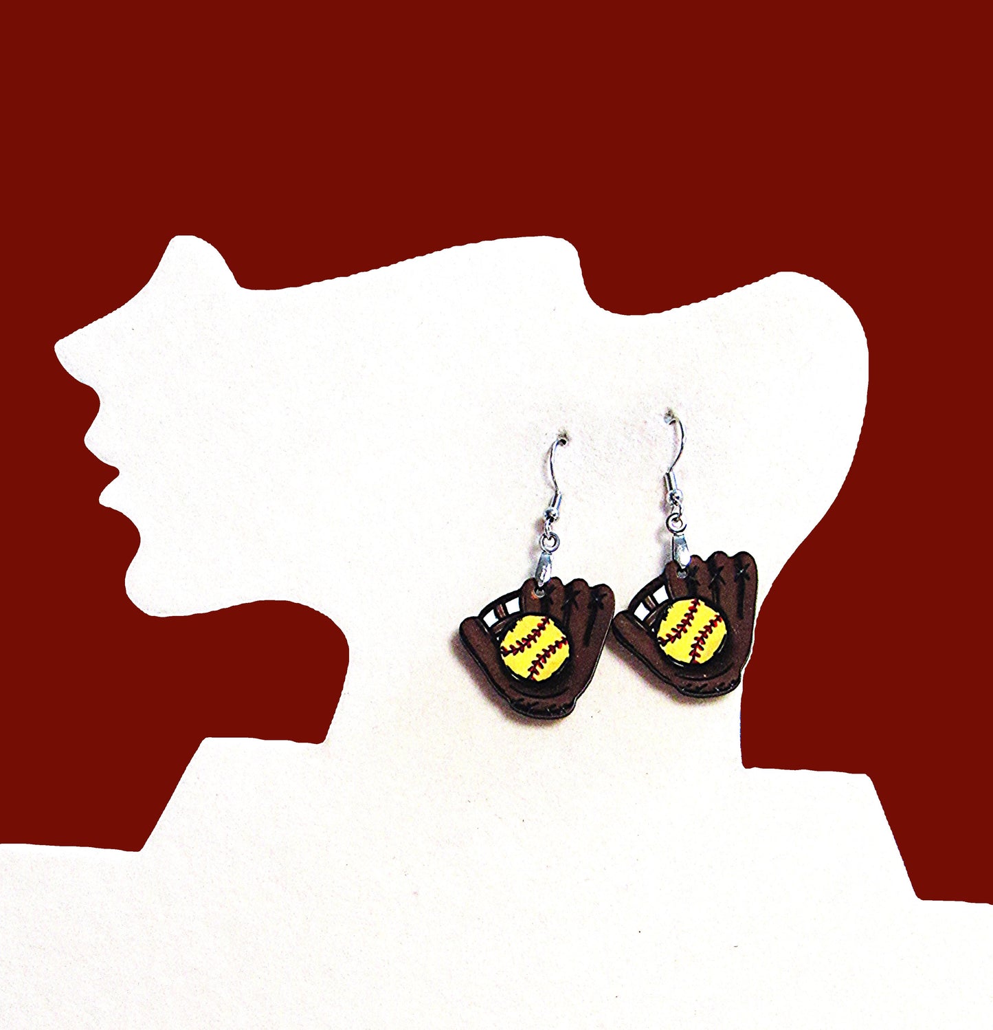 Baseball Glove Shaped Sublimated Earrings 1 inch