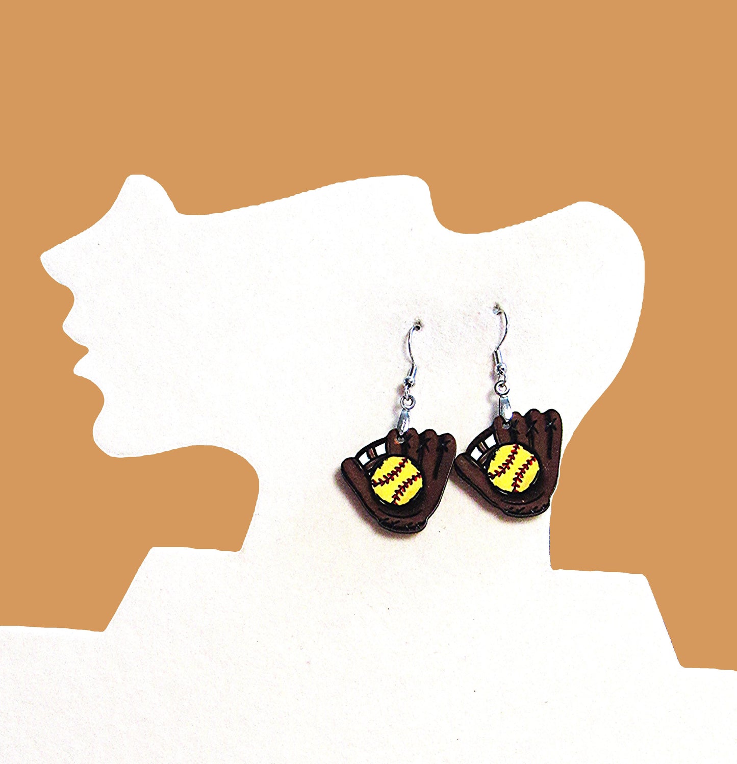 Baseball Glove Shaped Sublimated Earrings 1 inch