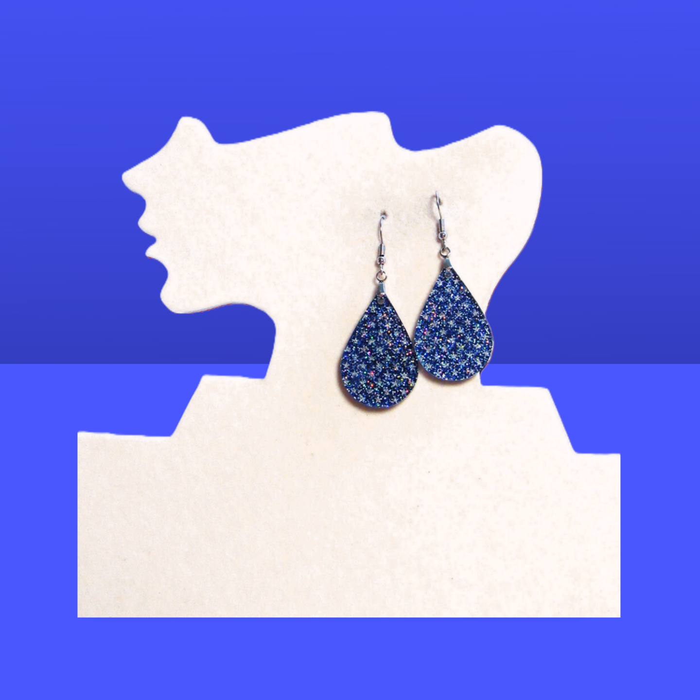 Glitter Acrylic Teardrop Shaped Sublimated Earrings 1.5 inch