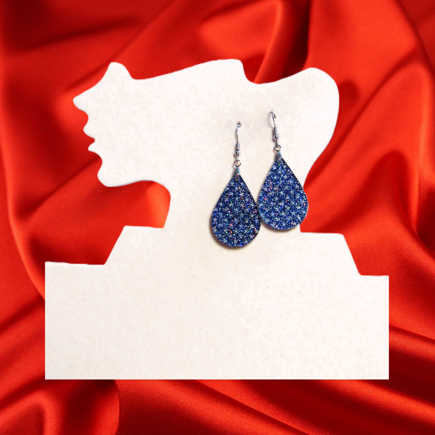 Glitter Acrylic Teardrop Shaped Sublimated Earrings 1.5 inch