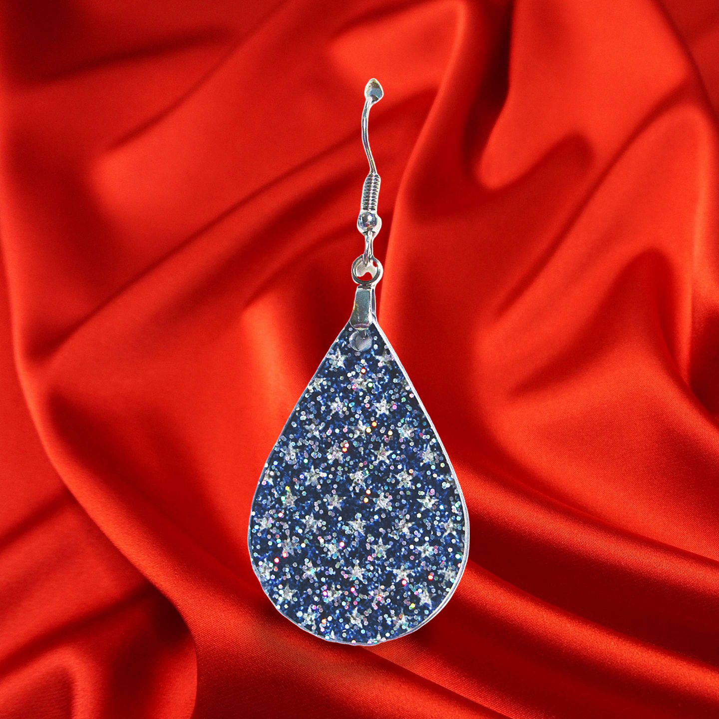 Glitter Acrylic Teardrop Shaped Sublimated Earrings 1.5 inch