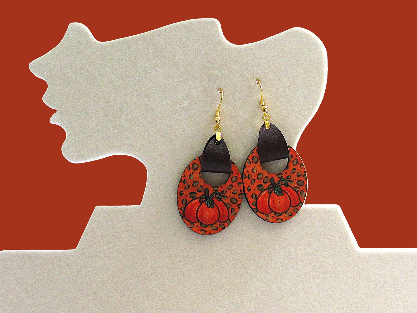 Faux Leather Boho Oval Sublimated Earring