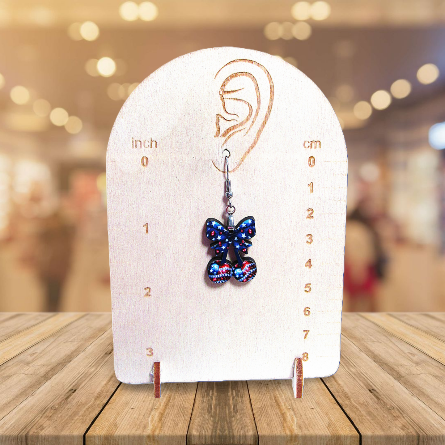 Cherries with Bow Shaped Sublimated Earrings 1 inch