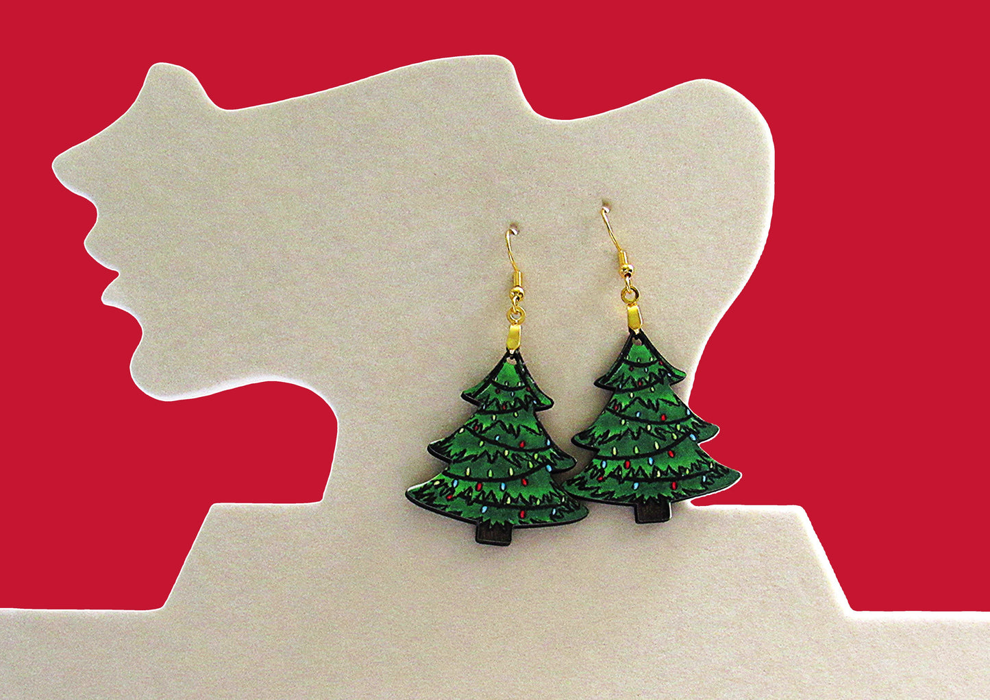 Christmas Tree Shaped Sublimated Earring