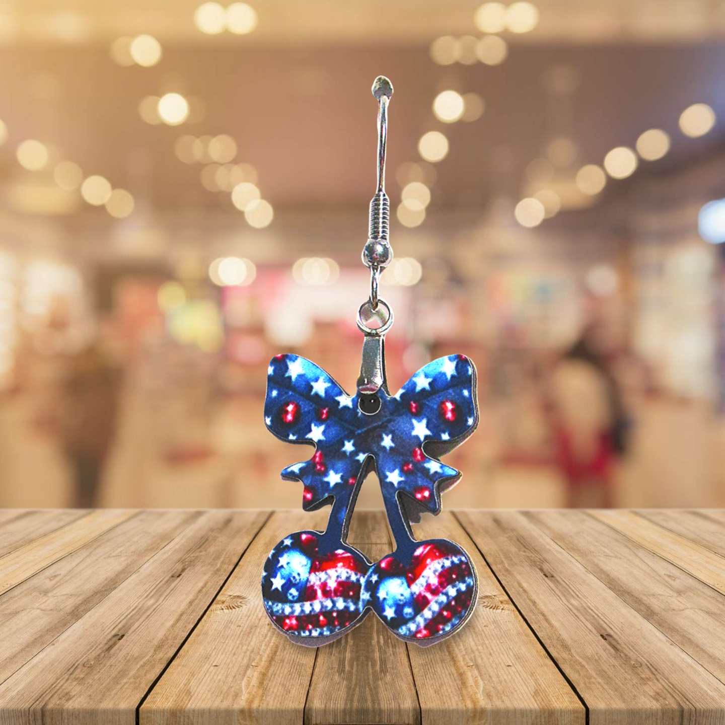 Cherries with Bow Shaped Sublimated Earrings 1 inch