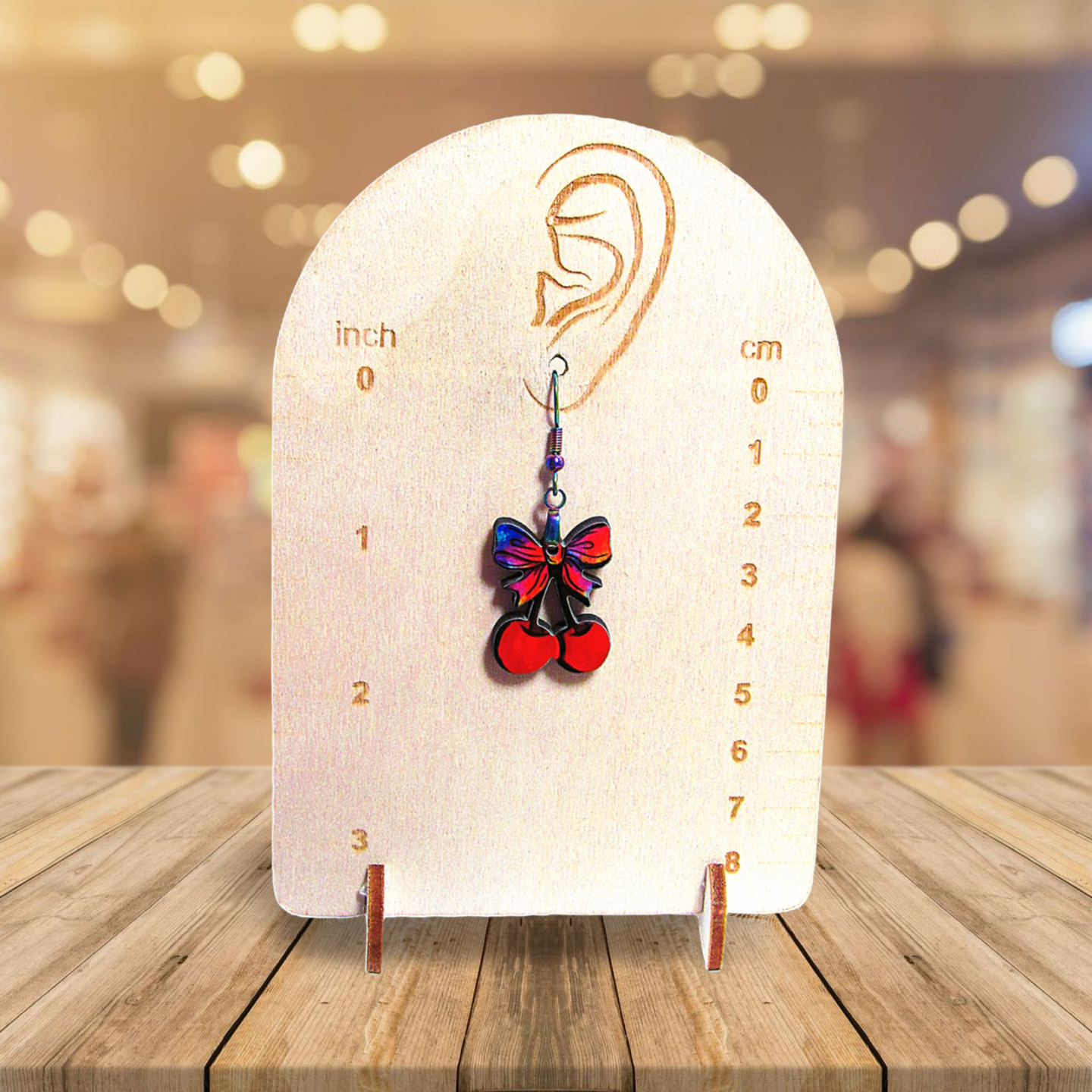 Cherries with Bow Shaped Sublimated Earrings