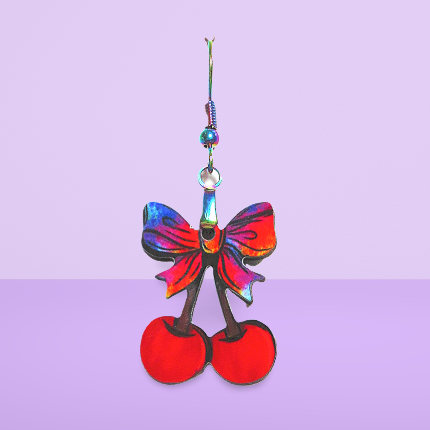 Cherries with Bow Shaped Sublimated Earrings