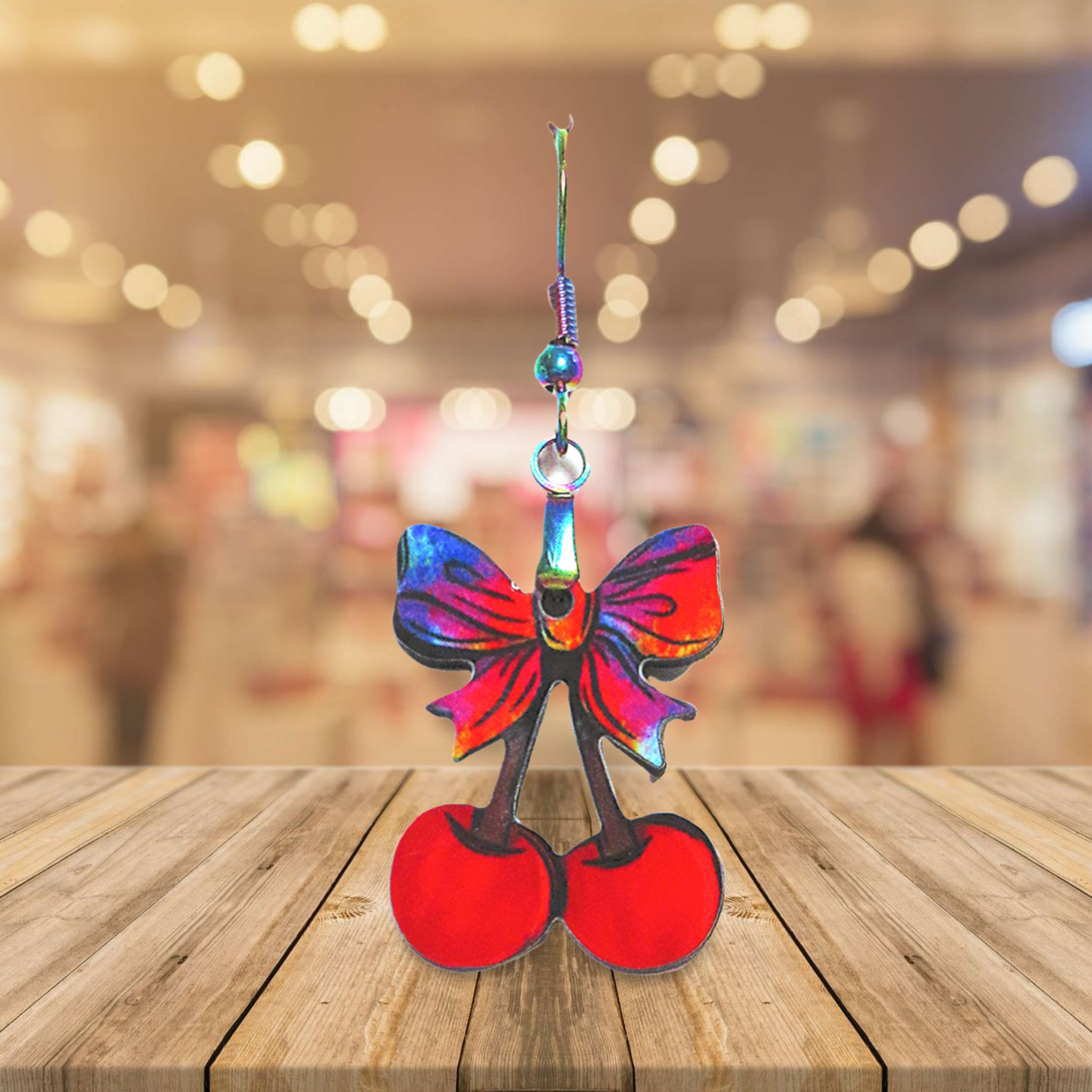 Cherries with Bow Shaped Sublimated Earrings