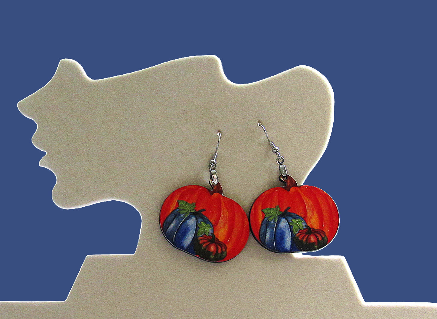 Pumpkin Shaped Sublimated Earrings 1.5 inch