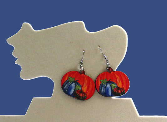 Pumpkin Shaped Sublimated Earrings 1.5 inch