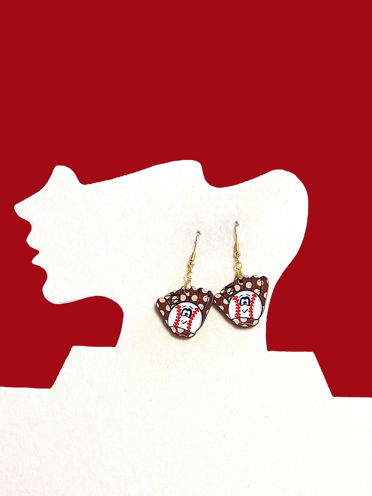 Baseball Glove Shaped Sublimated Earrings 1 inch