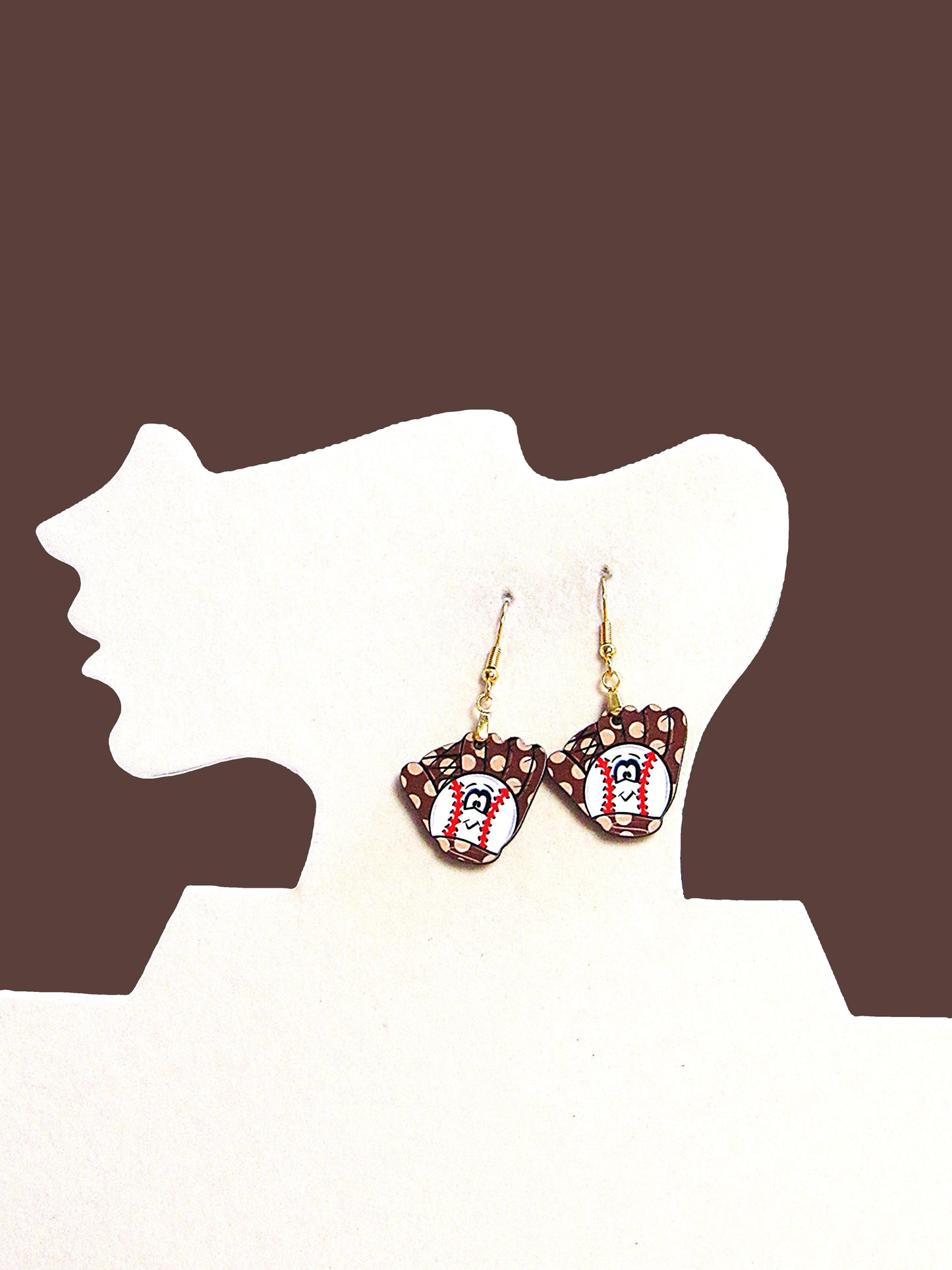 Baseball Glove Shaped Sublimated Earrings 1 inch