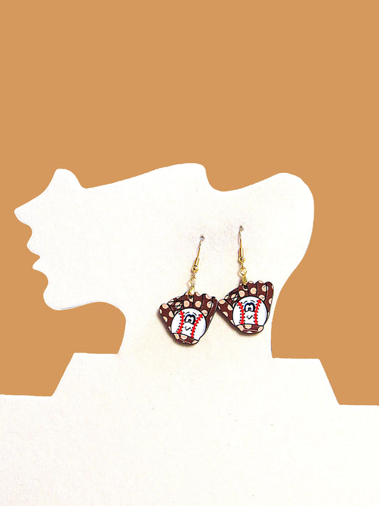 Baseball Glove Shaped Sublimated Earrings 1 inch