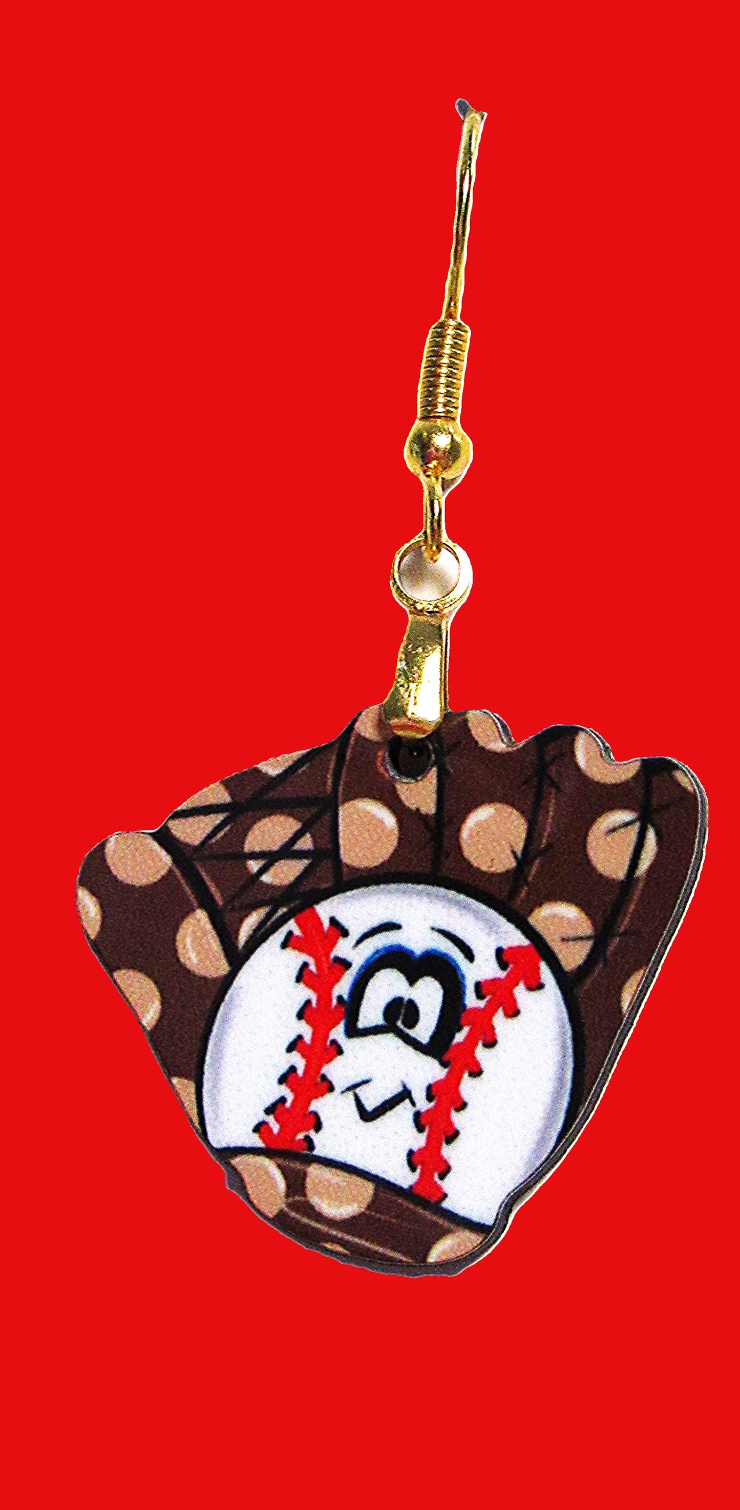 Baseball Glove Shaped Sublimated Earrings 1 inch