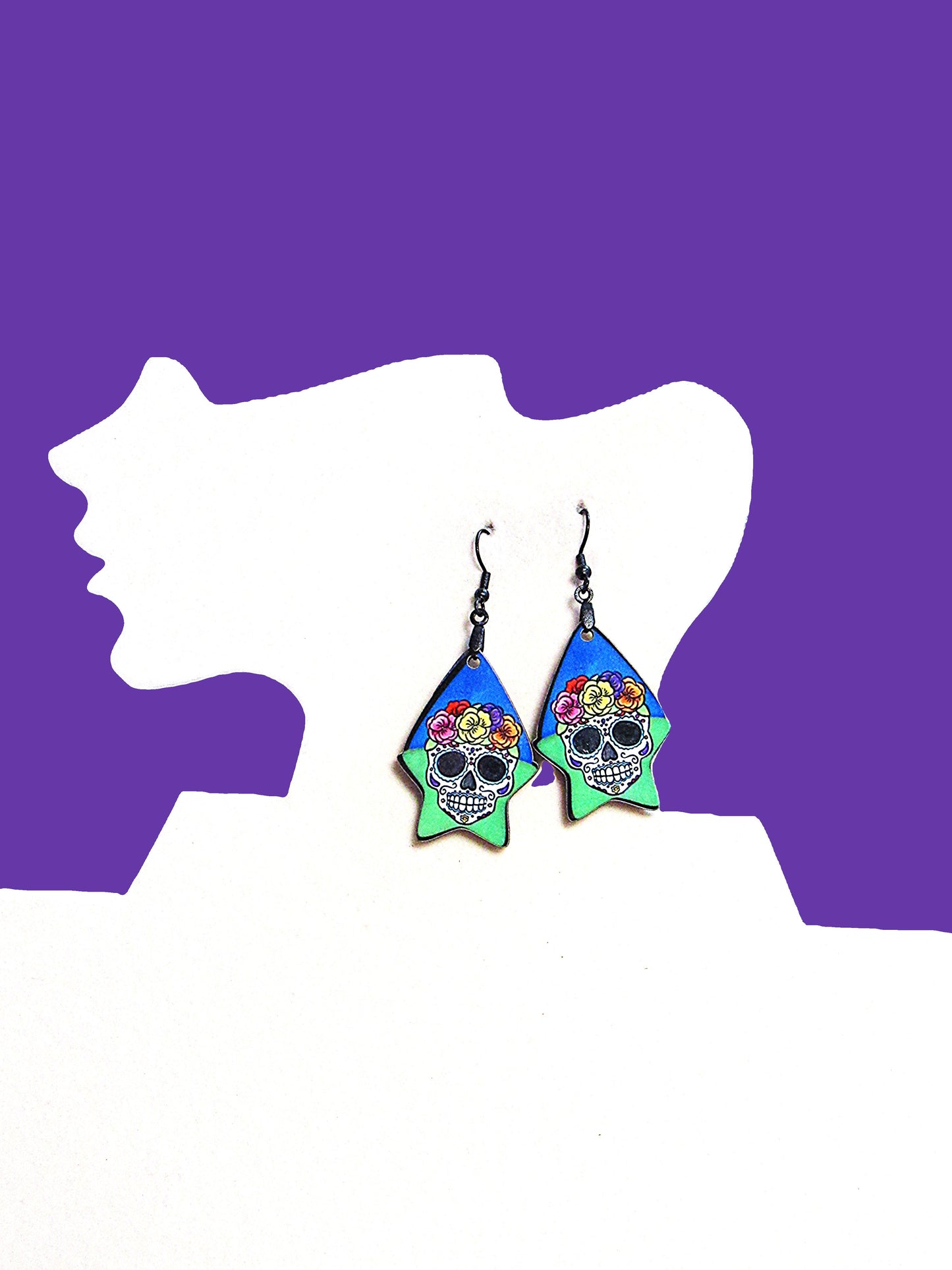 Teardrop Star Shaped Sublimated Earrings