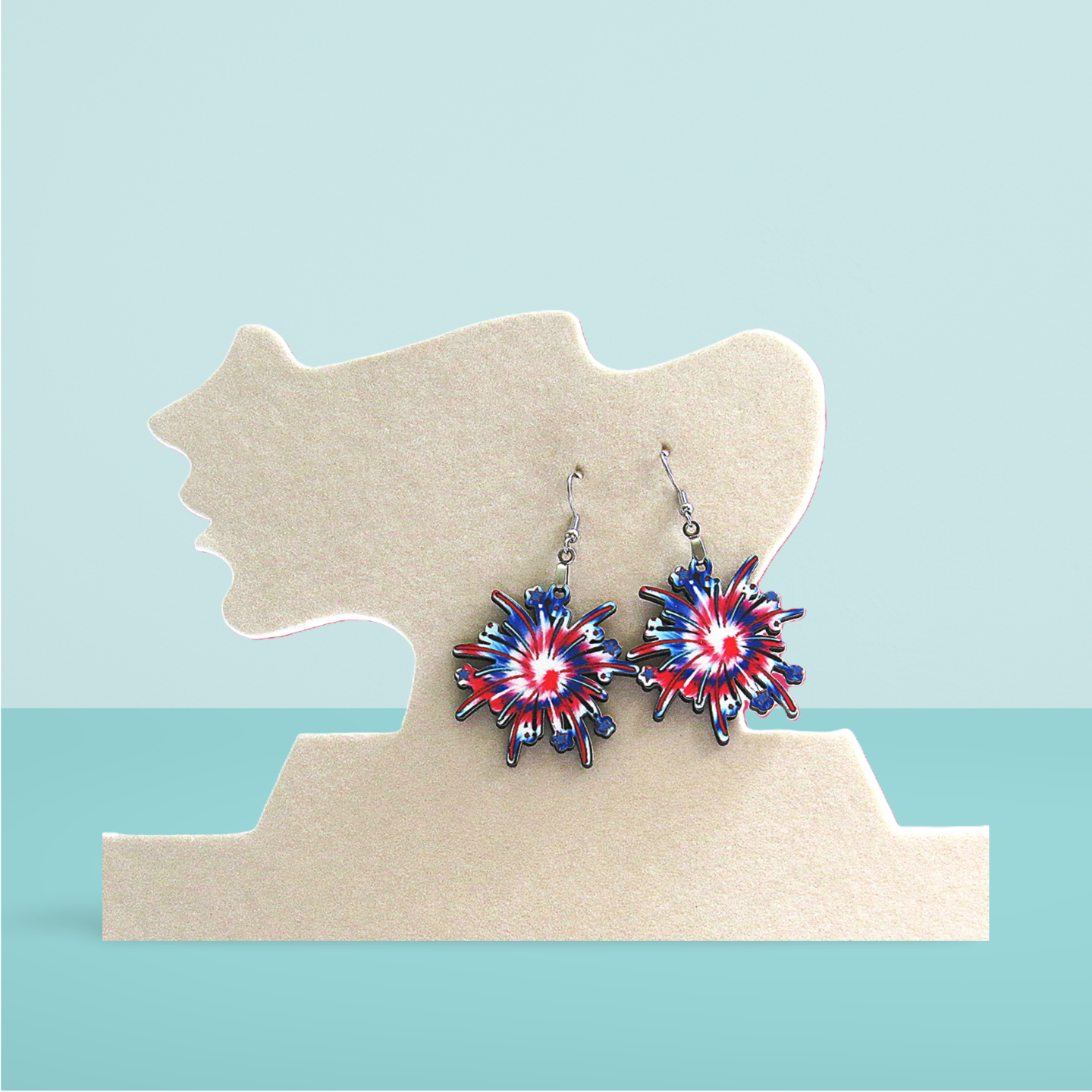 Fireworks Shaped Sublimated Earrings 1.5 inch