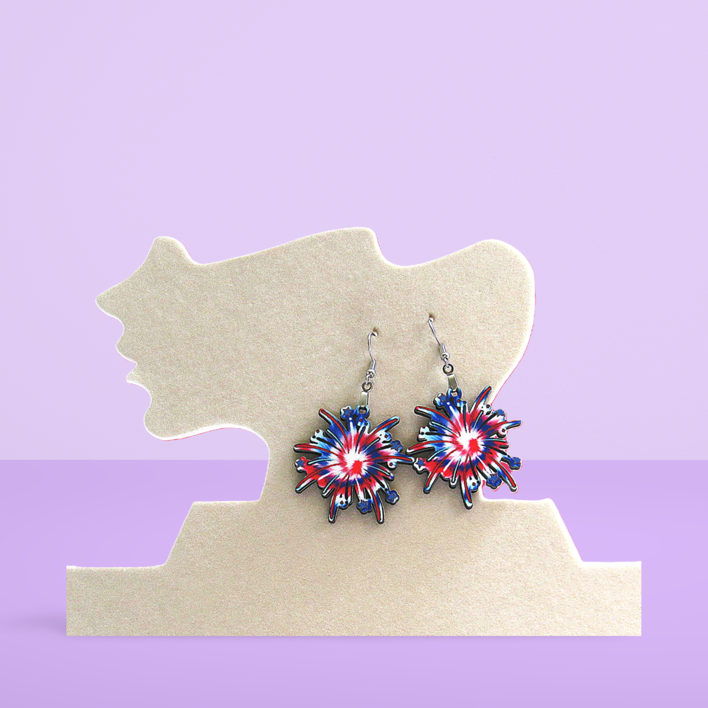 Fireworks Shaped Sublimated Earrings 1.5 inch