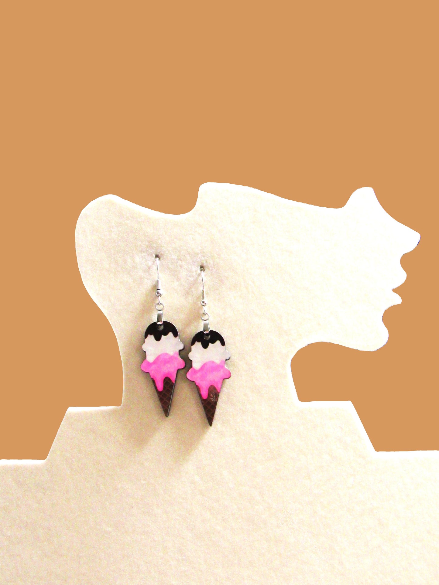 Ice Cream Cone Shaped Sublimated  Earrings