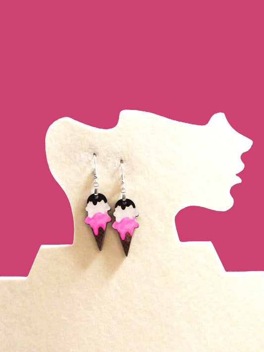 Ice Cream Cone Shaped Sublimated  Earrings