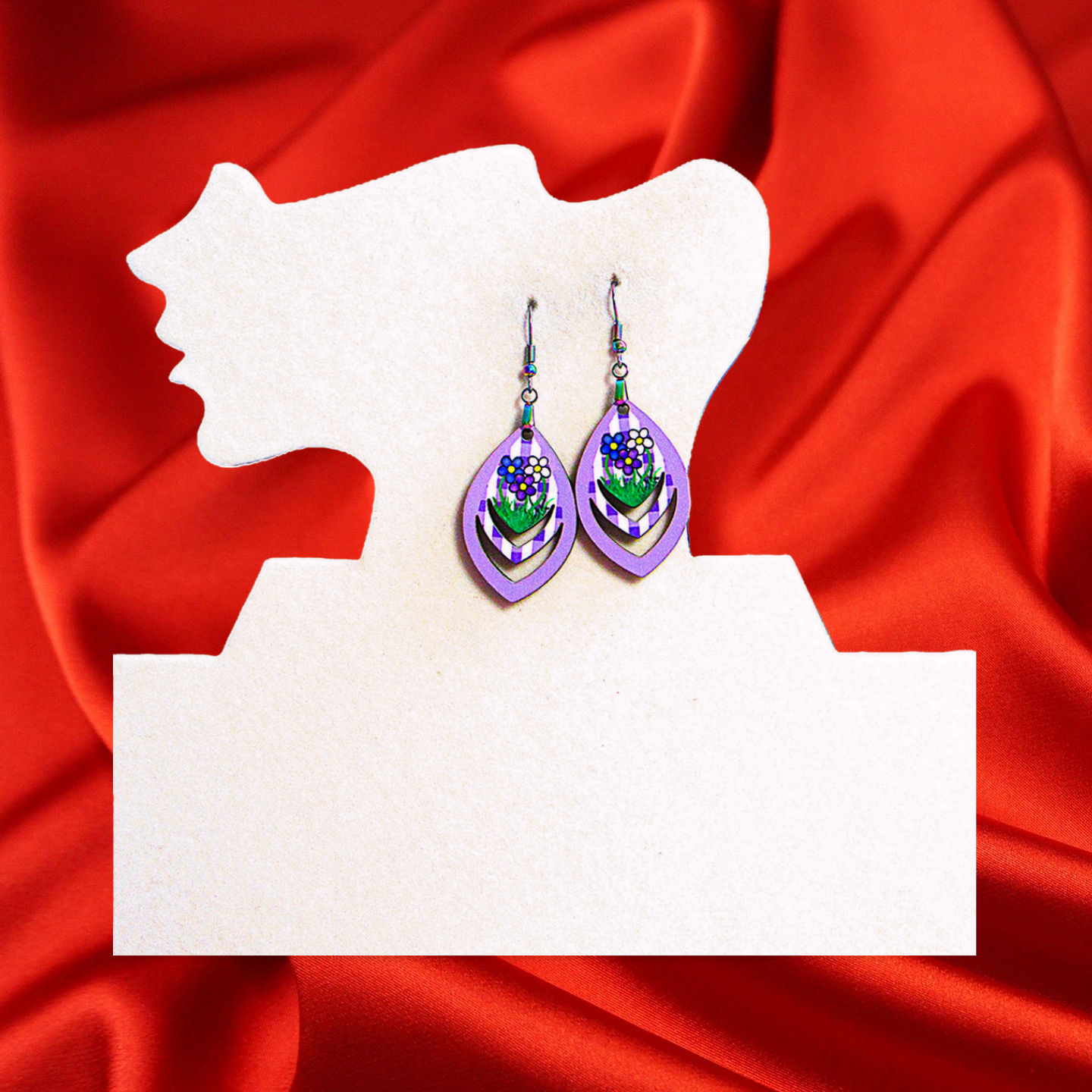 Open Teardrop Shaped Sublimated Earrings 1.5 inch