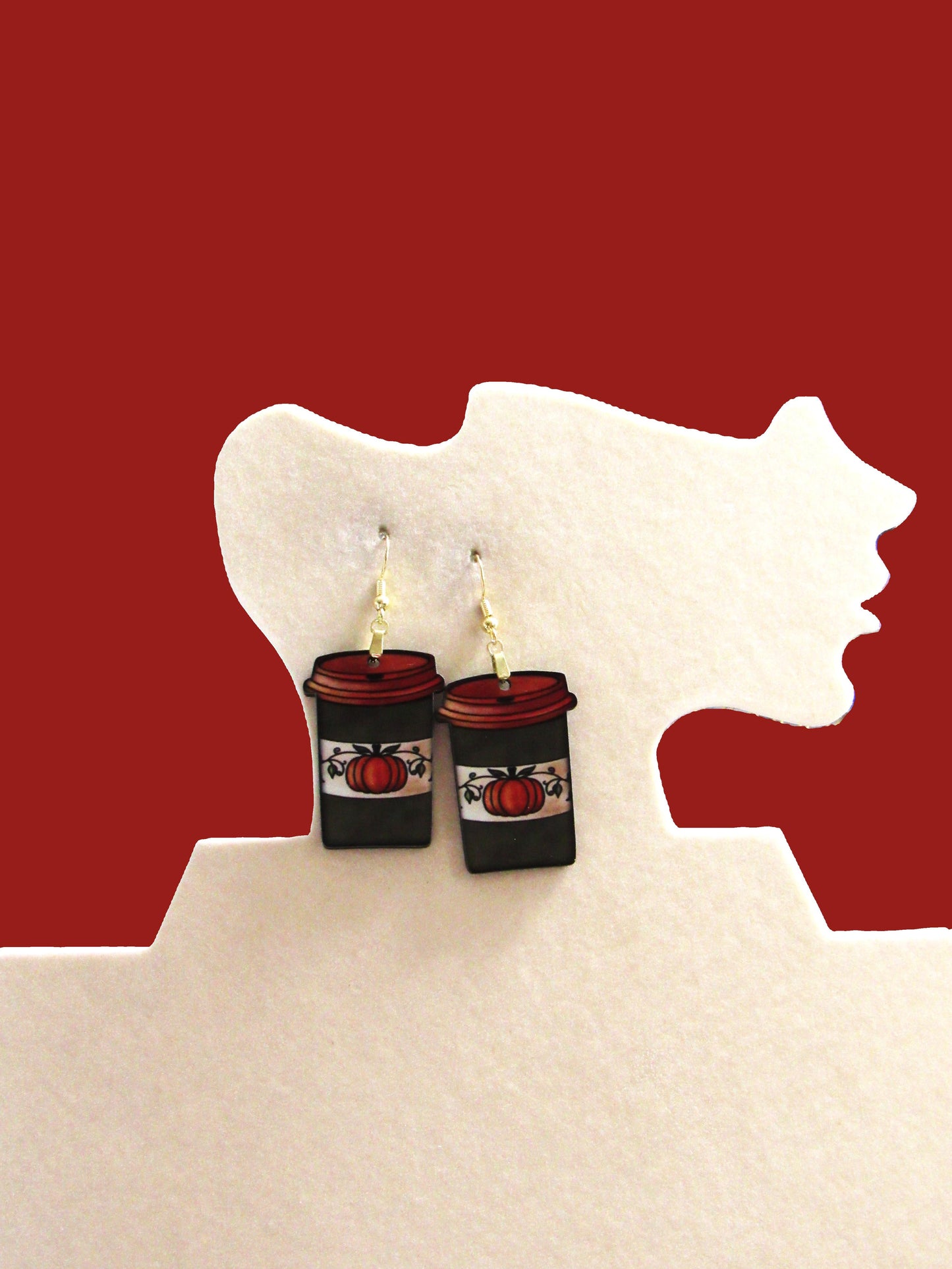 Coffee To GO Cup Shaped Sublimated Earrings