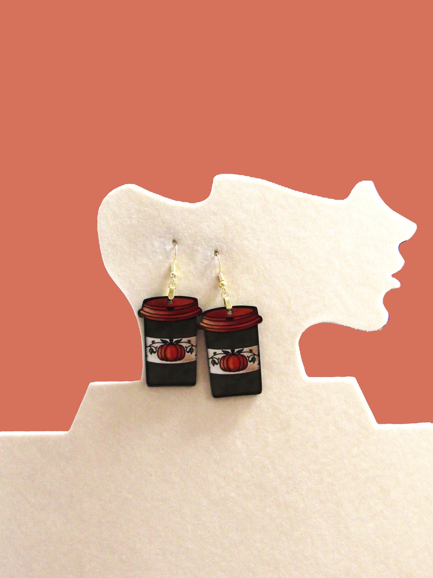 Coffee To GO Cup Shaped Sublimated Earrings
