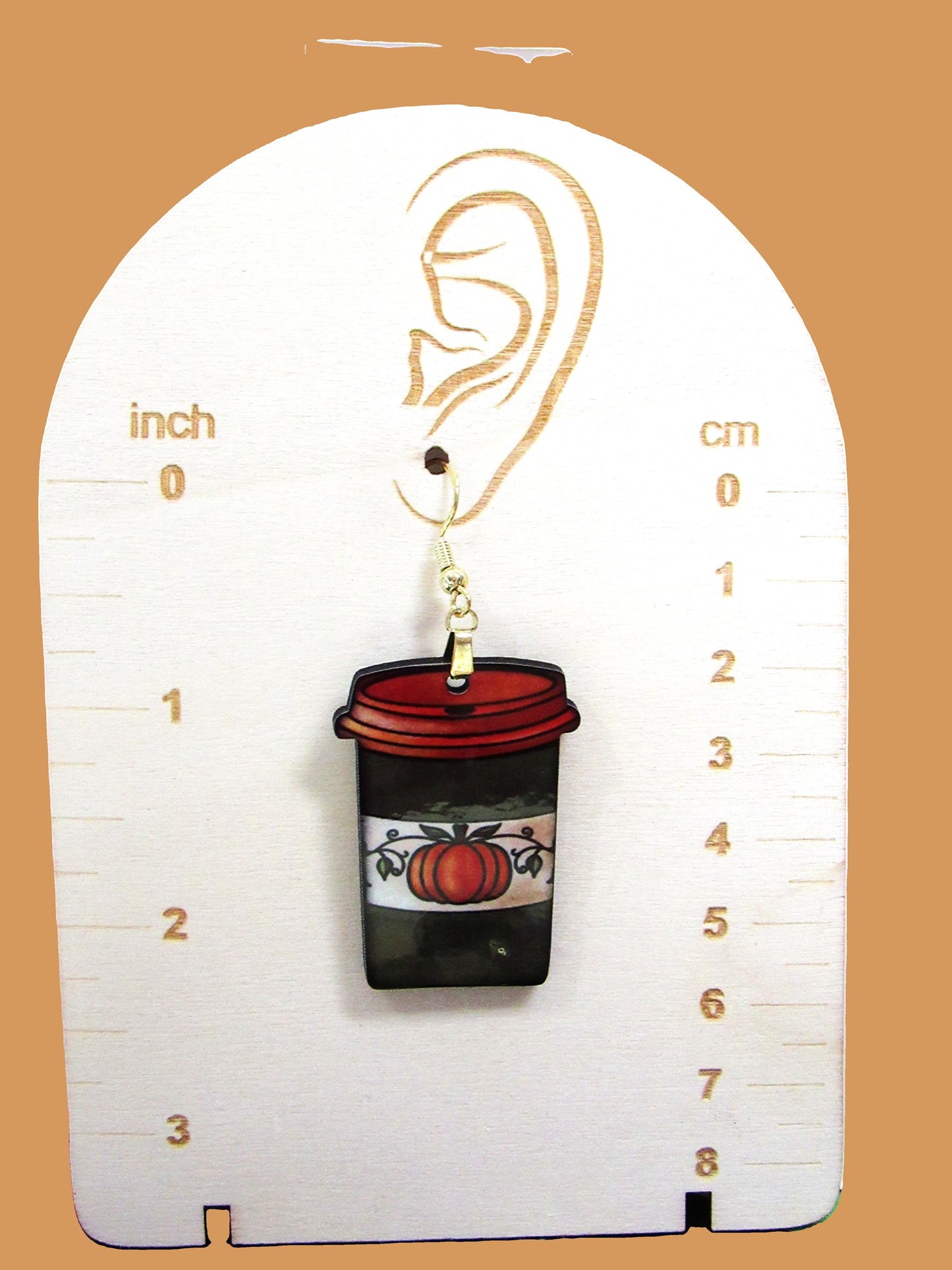Coffee To GO Cup Shaped Sublimated Earrings