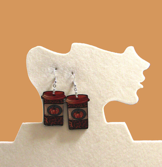 Coffee To GO Cup Shaped Sublimated Earrings